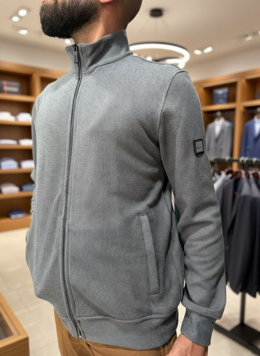 Ette Diagonal Knit Full-Zip Jacket