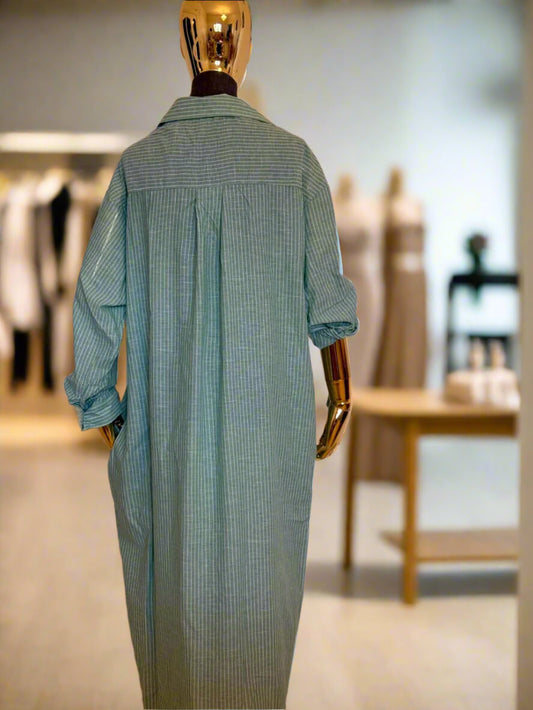 Ivory Drift Maxi Striped Shirt