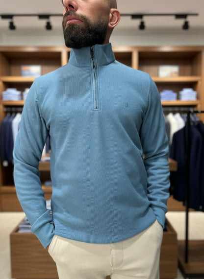 Ette Quarter-Zip Ribbed Knit Sweater