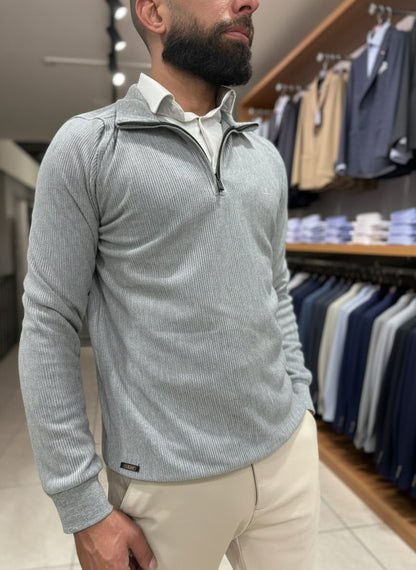 Ette Quarter-Zip Ribbed Knit Sweater